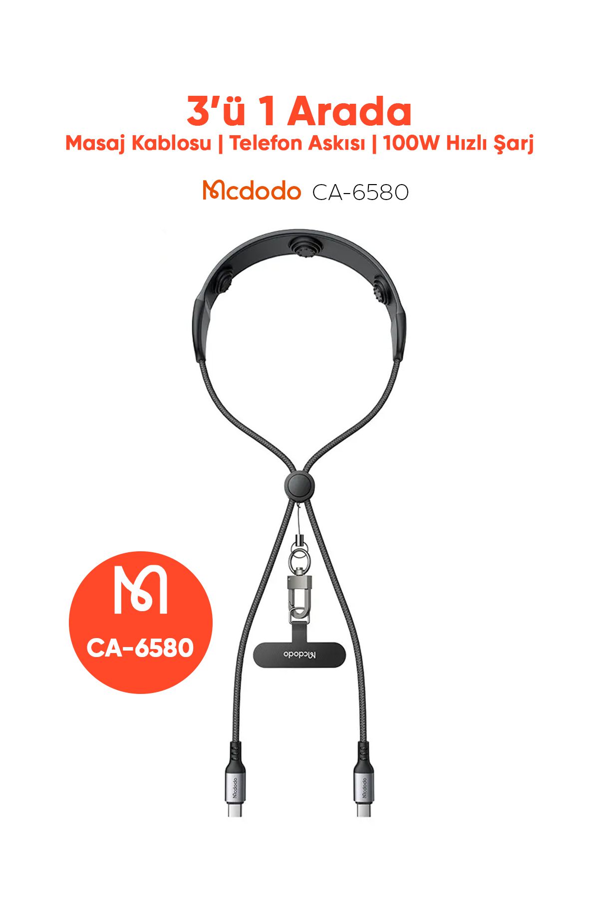 CA-6580 100W TYPE-C TO TYPE-C 3'ü 1 Arada Masaj Kablosu Afişi