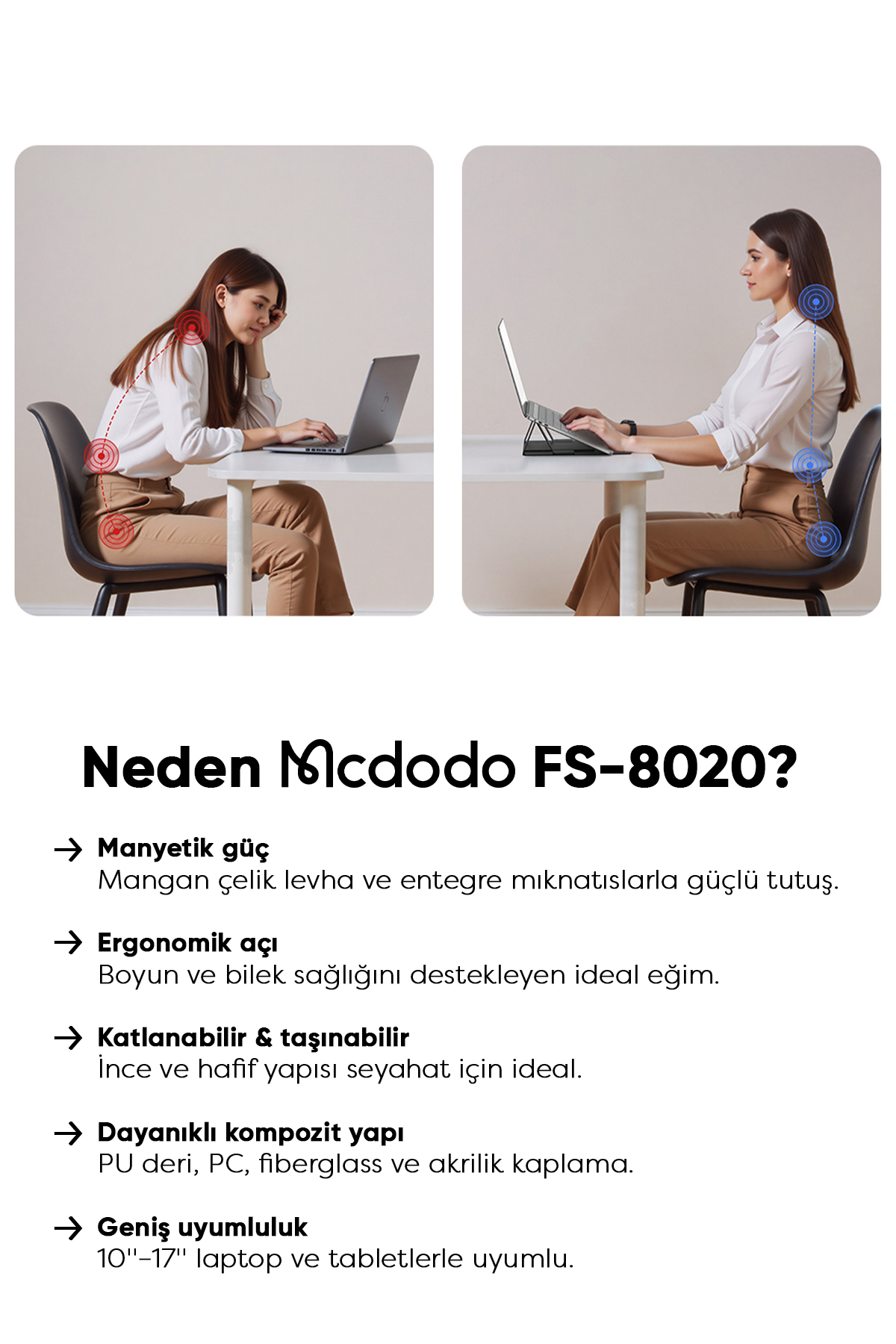 Mcdodo FS-8020 Manyetik Katlanabilir Laptop Standı Afişi