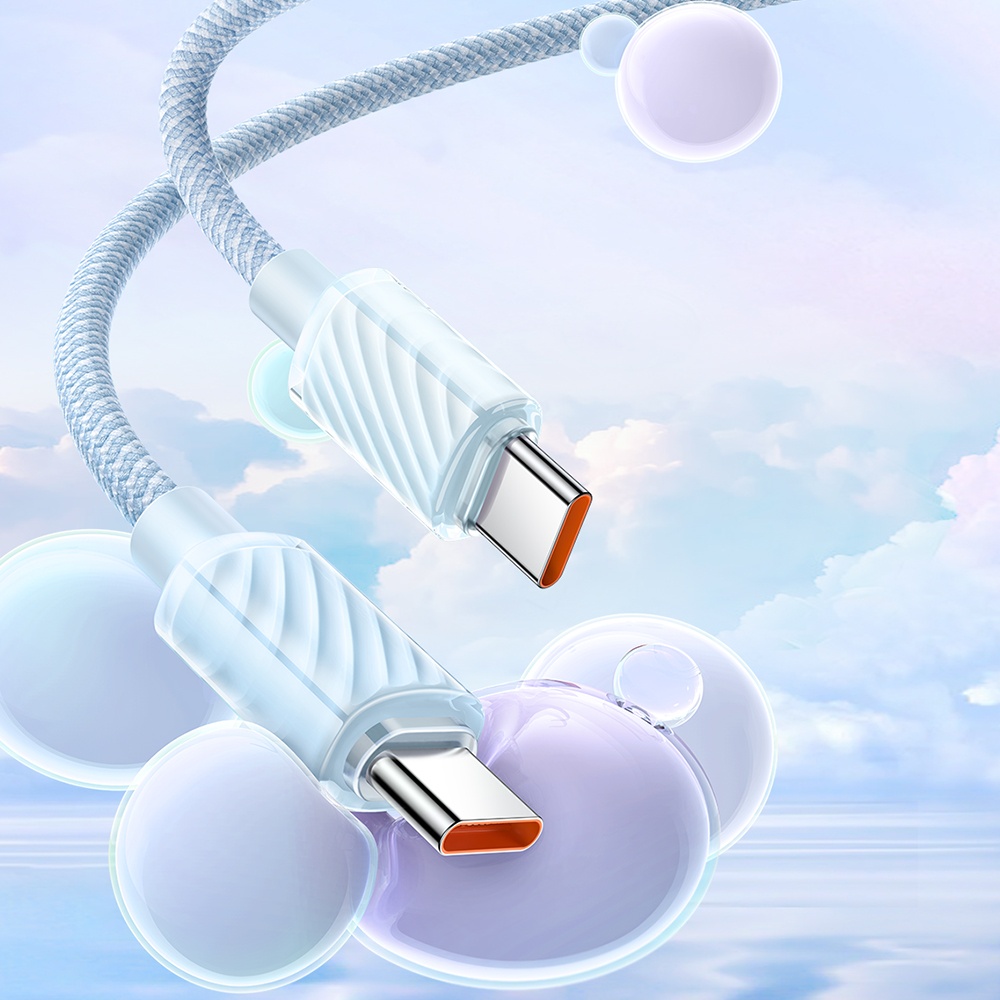 MCDODO CA-3671 Crystal Serisi Type-c Type-c 100W PD Hızlı Şarj ve  Örgü Kablo Mavi 1.2m - Görsel 2