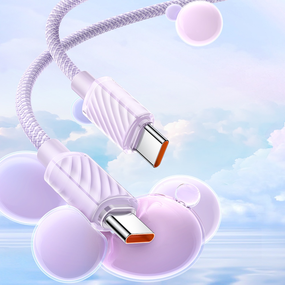 MCDODO CA-3672 Crystal Serisi Type-c Type-c 100W PD Hızlı Şarj ve  Örgü Kablo Mor 1.2m - Görsel 1