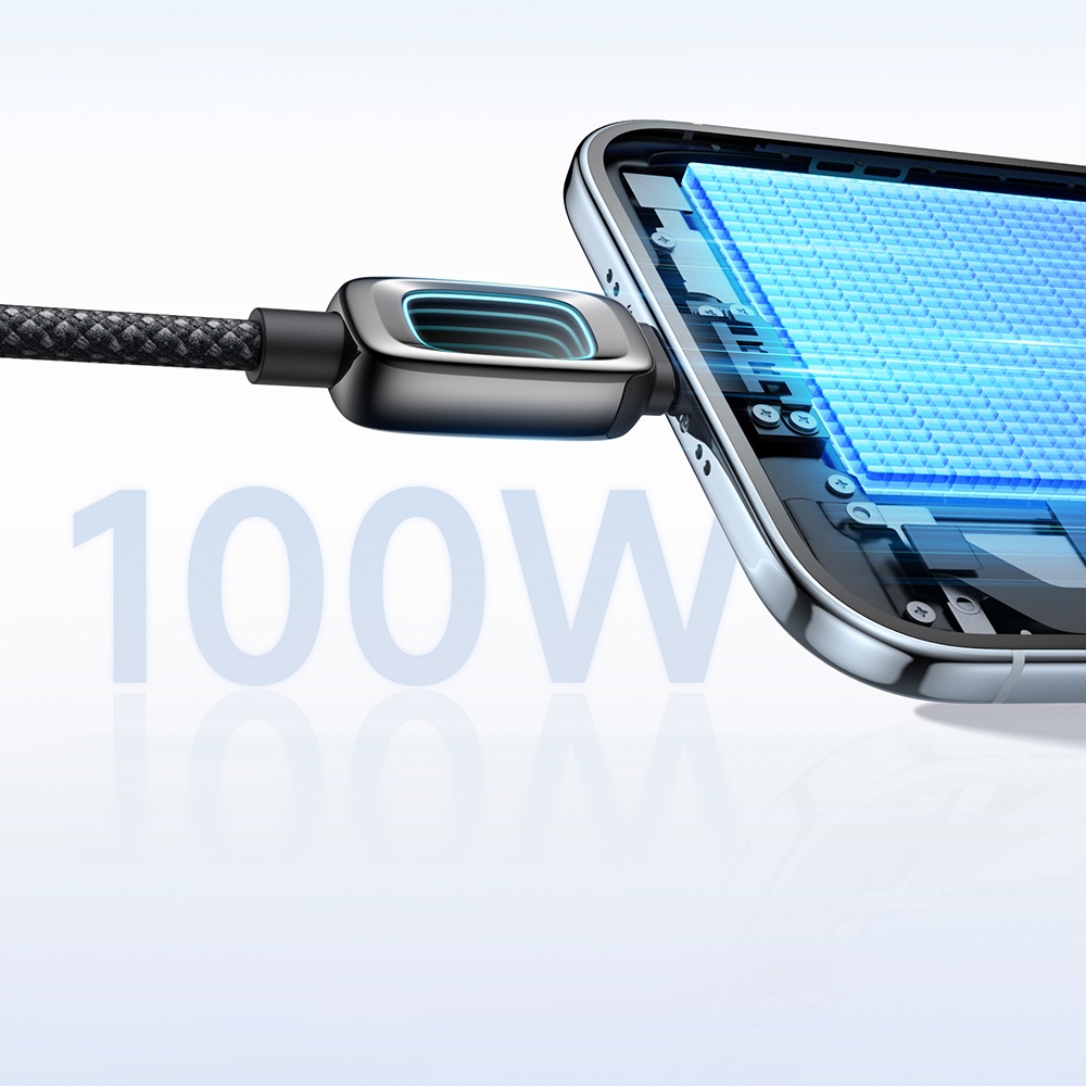 MCDODO CA-0410 Cab Vision Type-c Type-c 100W Sci-Fi Işıklı Hızlı Şarj Kablosu Siyah 1.2m - Görsel 4