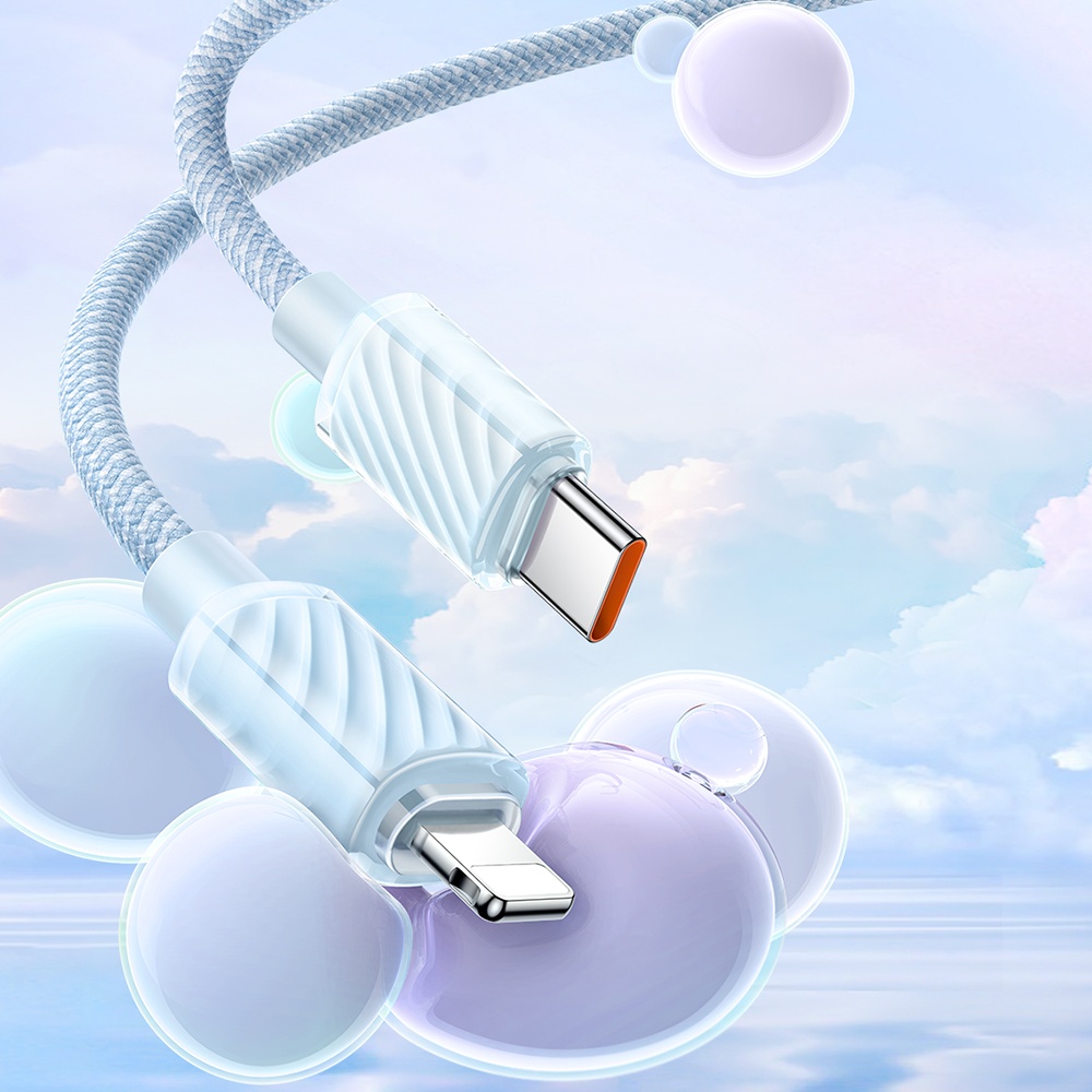 MCDODO CA-3661 Crystal Serisi Type-c to Lightning 36W PD Hızlı Şarj ve Veri Aktarım Örgü Kablo Mavi 1.2m - Görsel 2